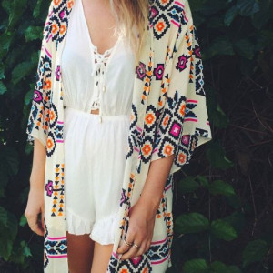 aztec print kimono