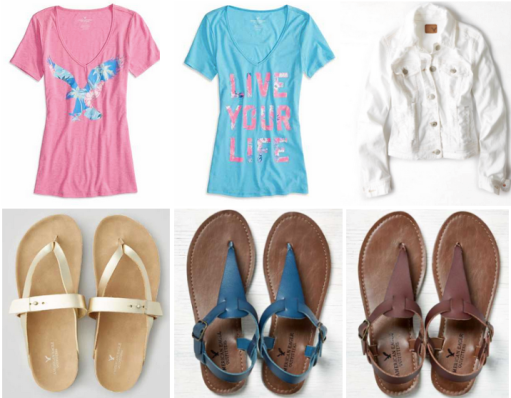 ae shirts and sandals