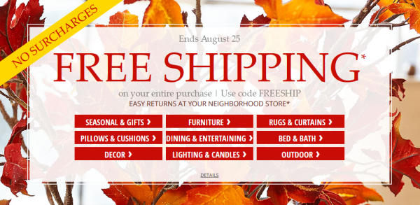 pier one free shipping