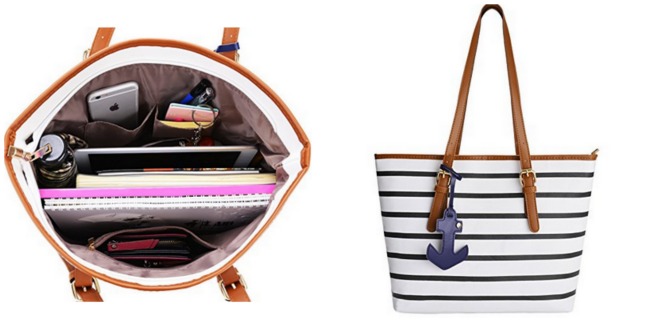 striped tote