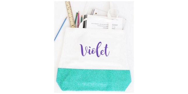 personalized glitter tote