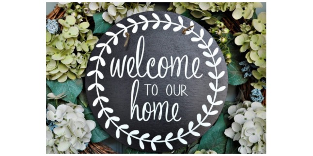 welcome to our home wooden sign