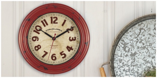 red rustic clock