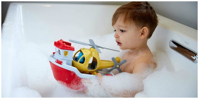 Green Toys rescue boat helicopter set