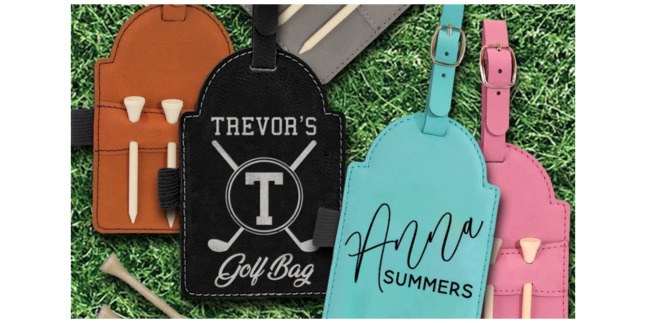 leather golf bag tag