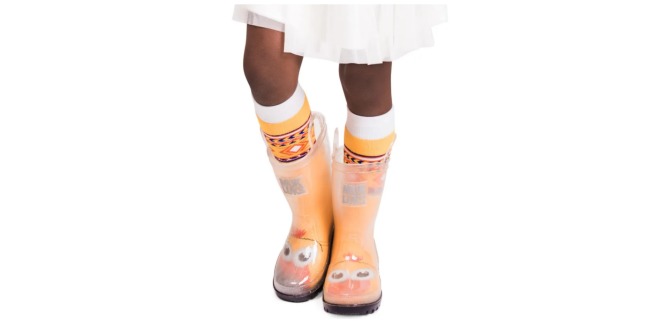 muk luks rain boots with colorful socks