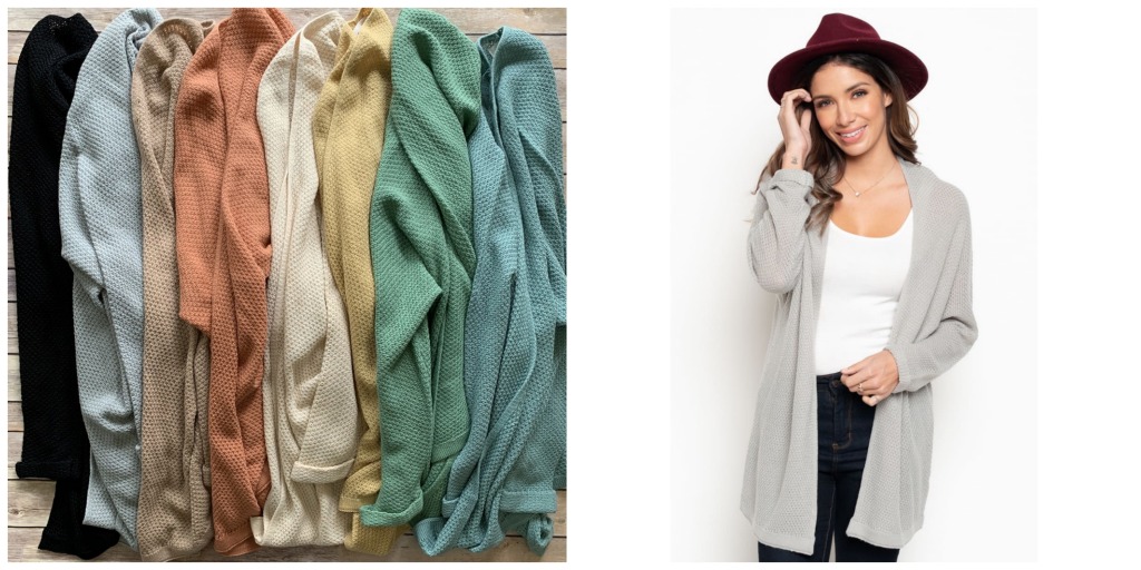 waffle knit cardigans