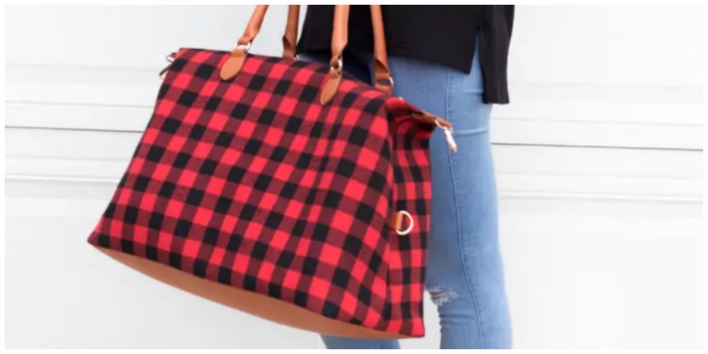 buffalo check plaid weekend bag