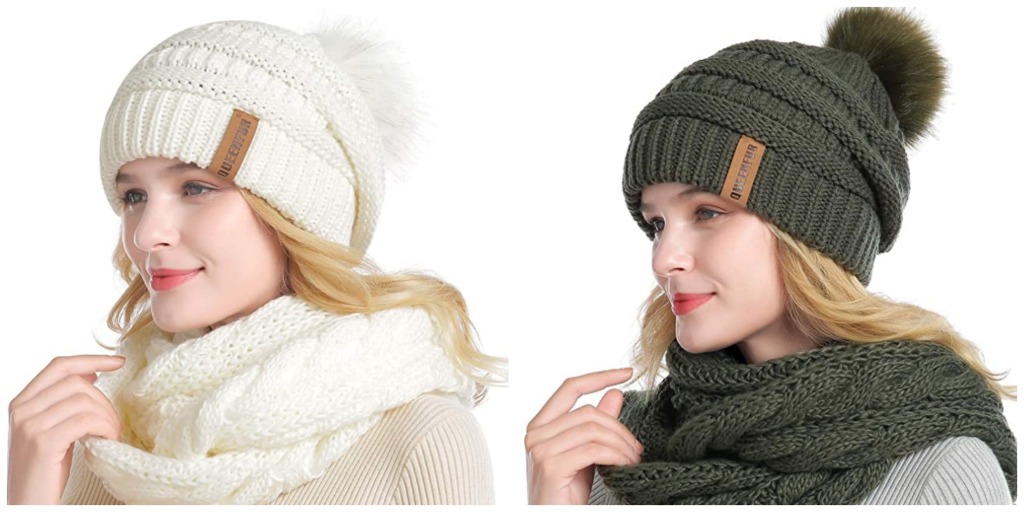 cable knit hat and scarf