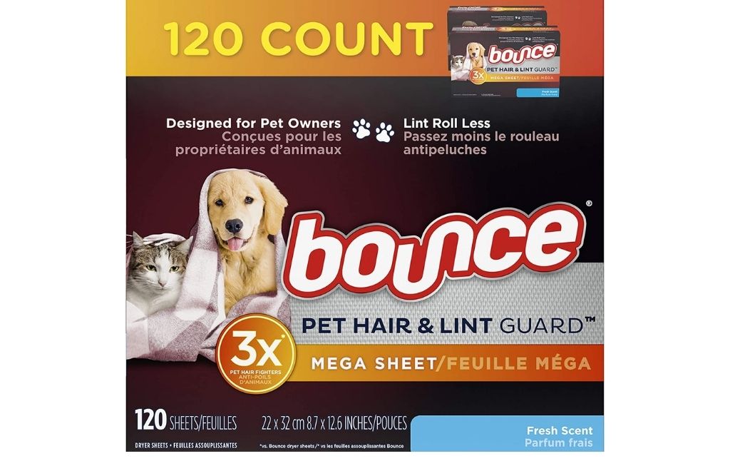 bounce pet hair lint guard dryer sheets