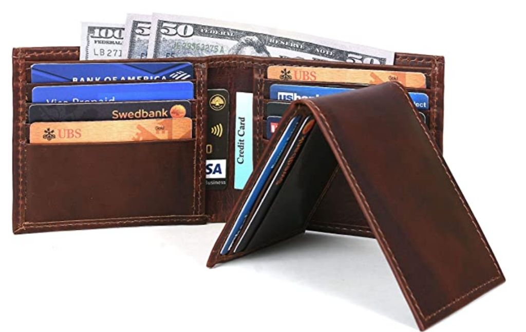 leather bi fold wallet