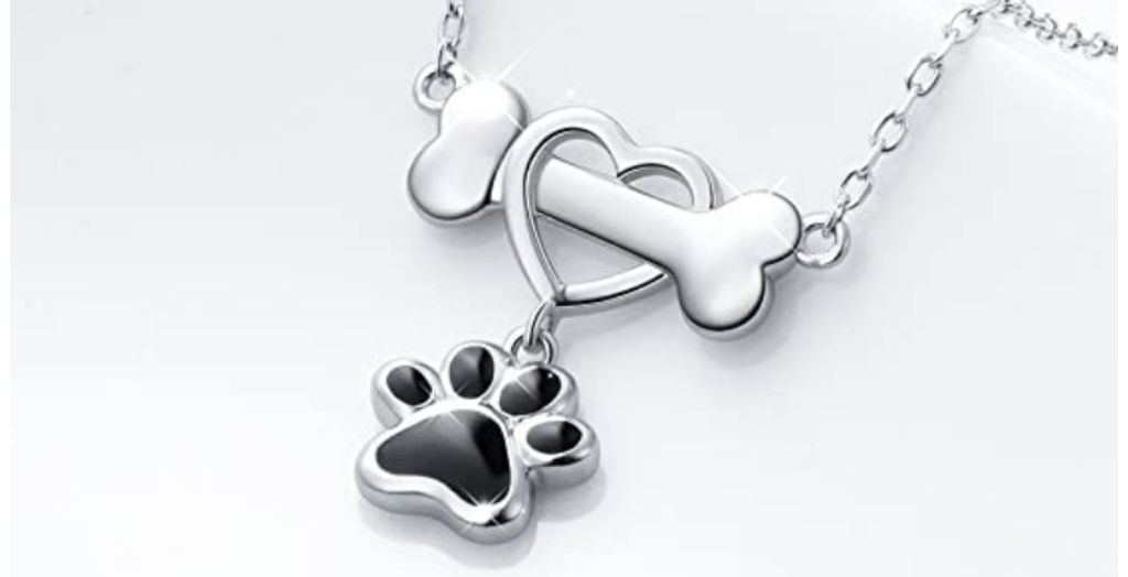 sterling silver dog paw necklace