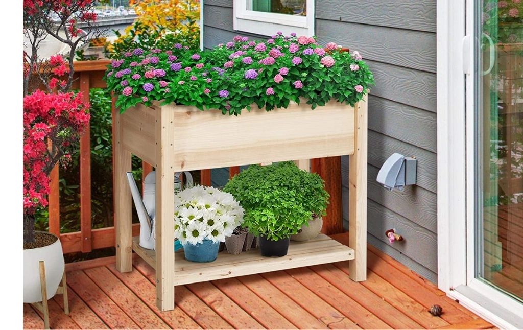 wood raised garden bed