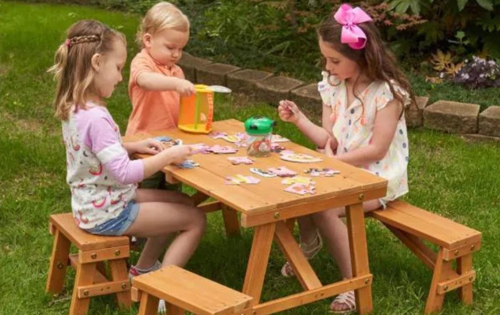 outdoor wooden picnic table