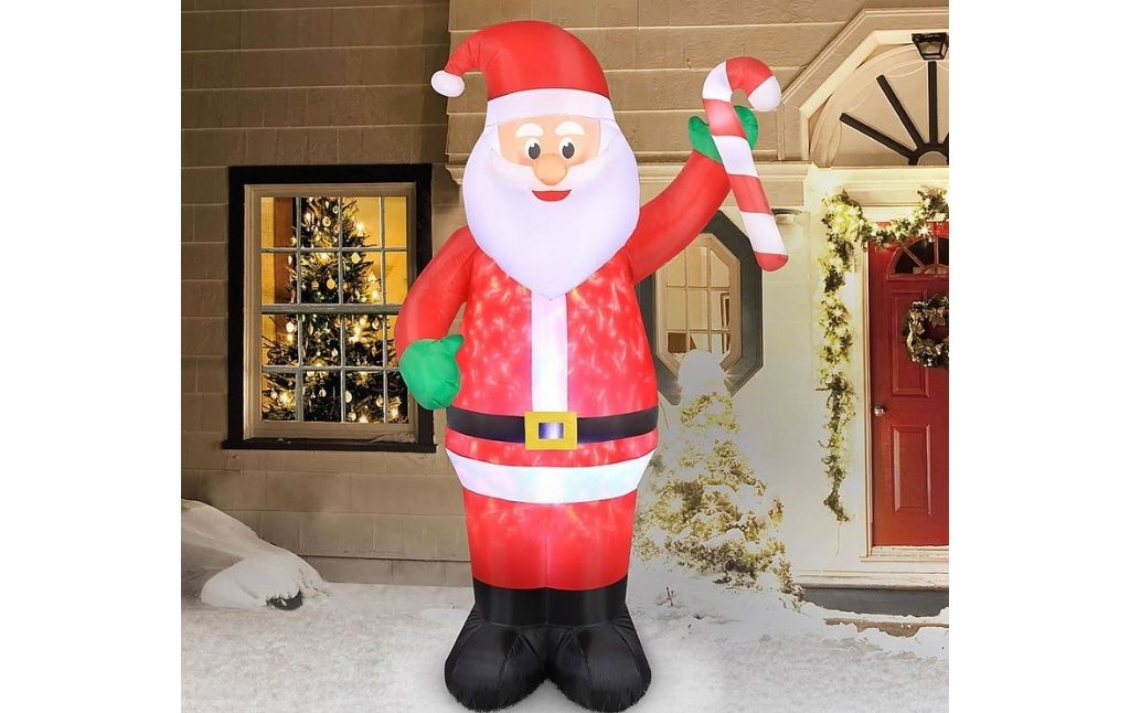 inflatable Santa with candy cane