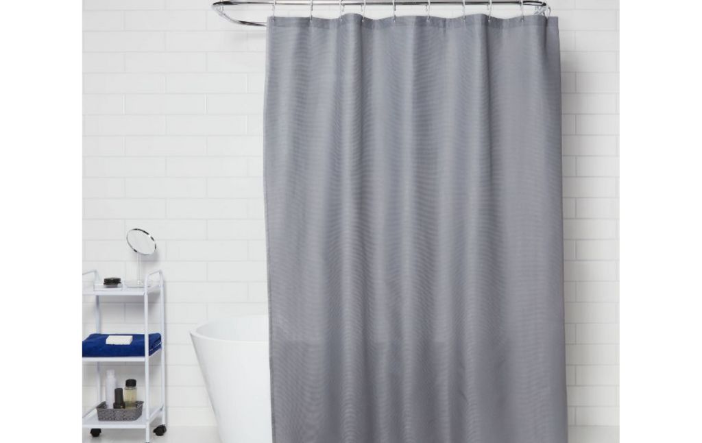 gray shower curtain