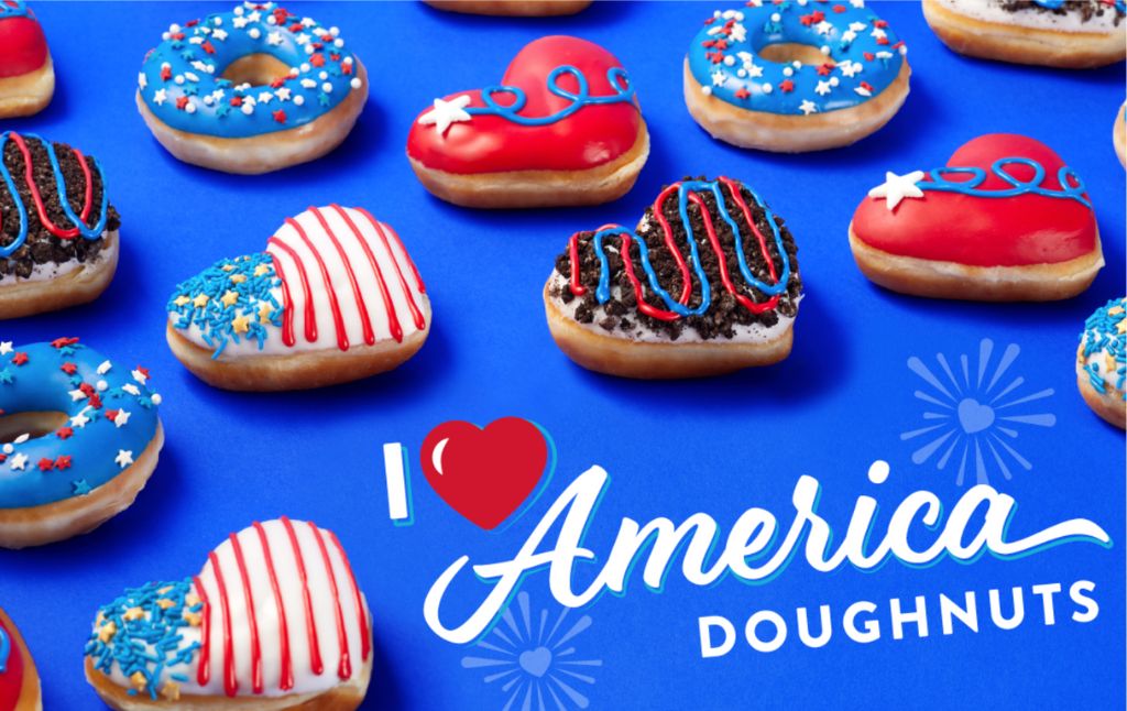 krispy kreme red white blue doughnuts