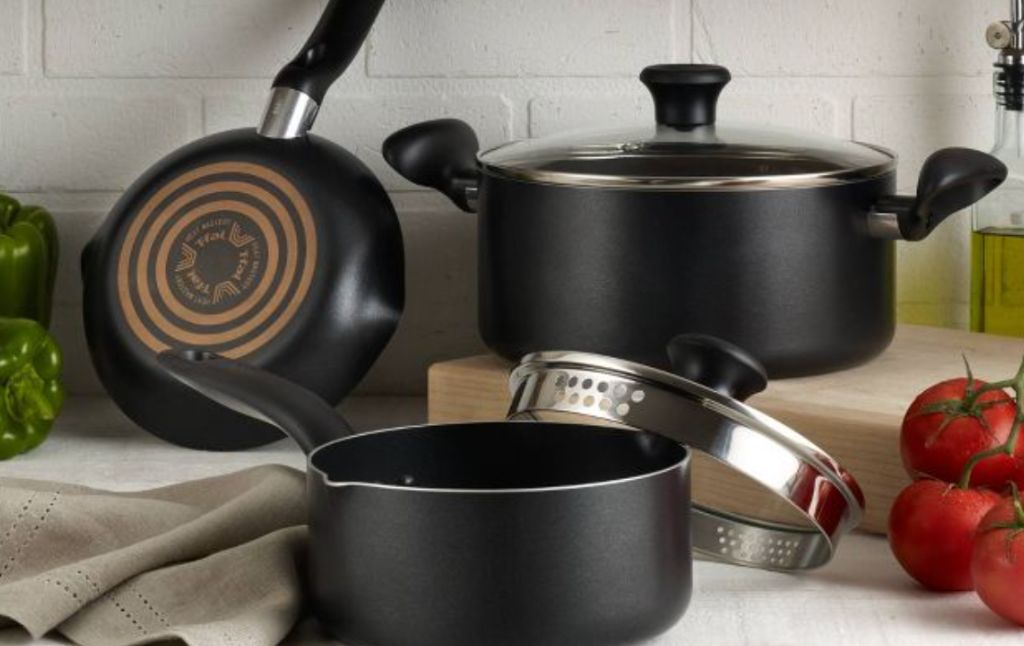 tfal cookware set black