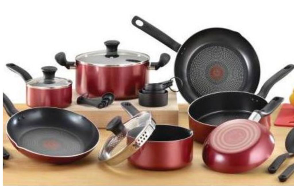 tfal cookware set red