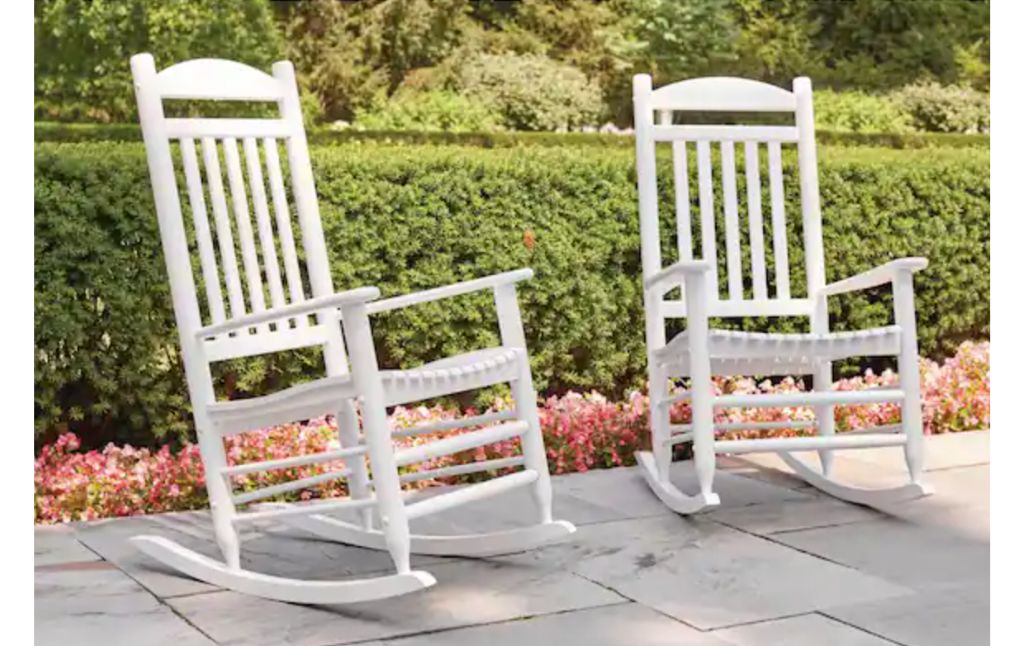 white rocking chairs