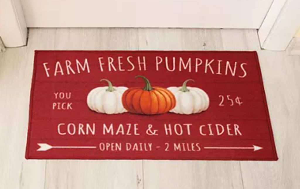 farm fresh pumpkins door mat