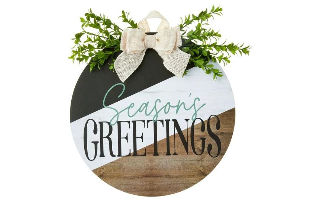 seasons greeting wooden sign