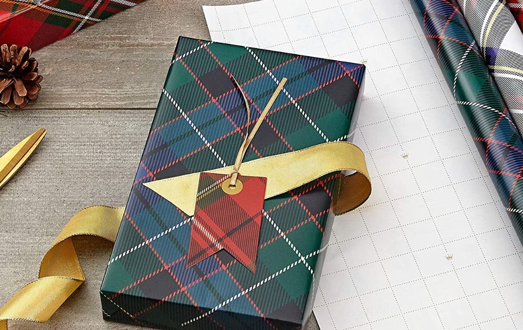 Hallmark plaid Christmas wrapping paper