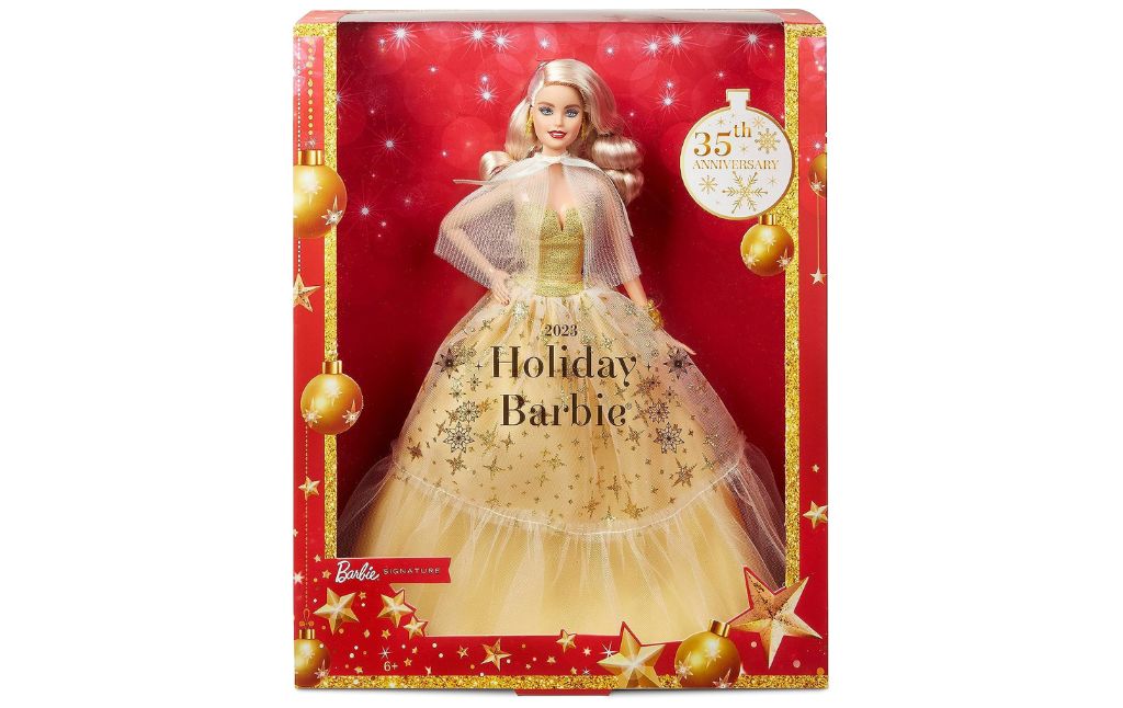 holiday barbie 2023 blonde hair