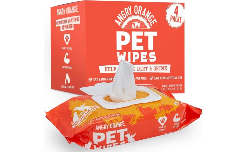 angry orange pet wipes