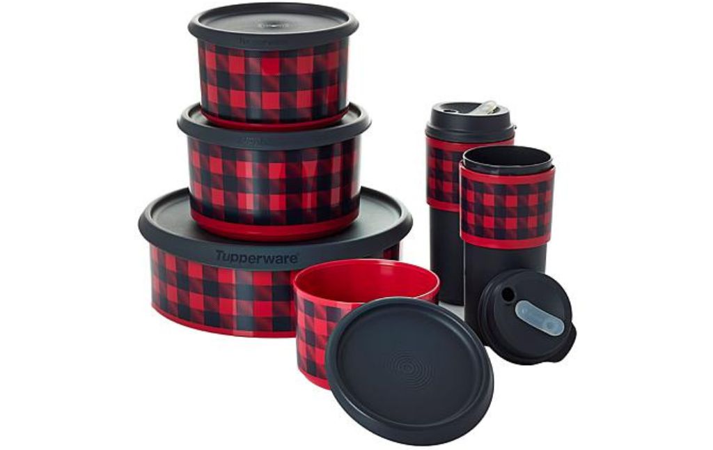 tupperware set red and black