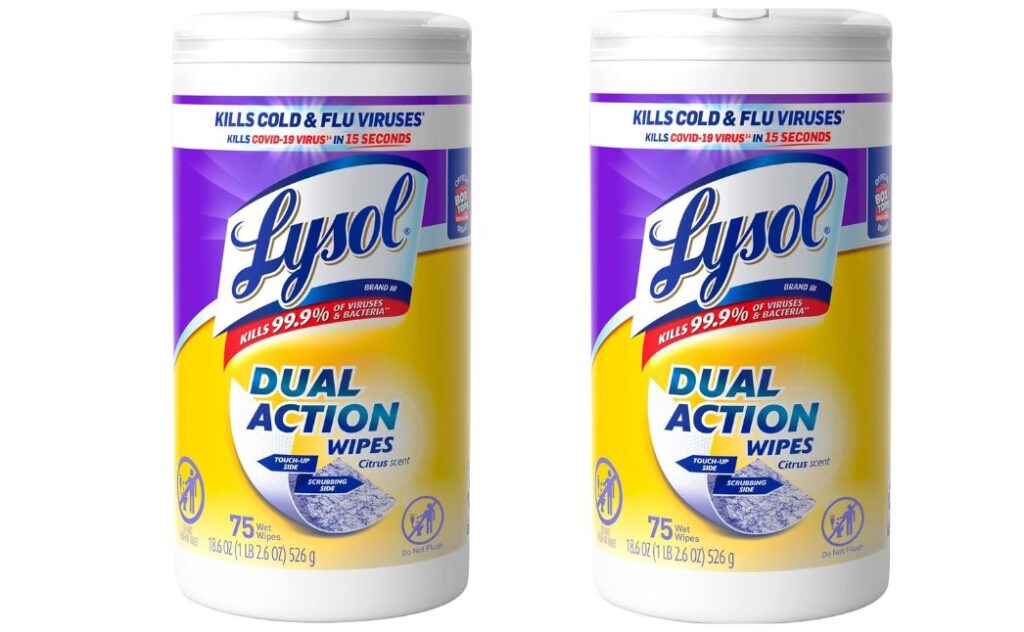 lysol dual action wipes