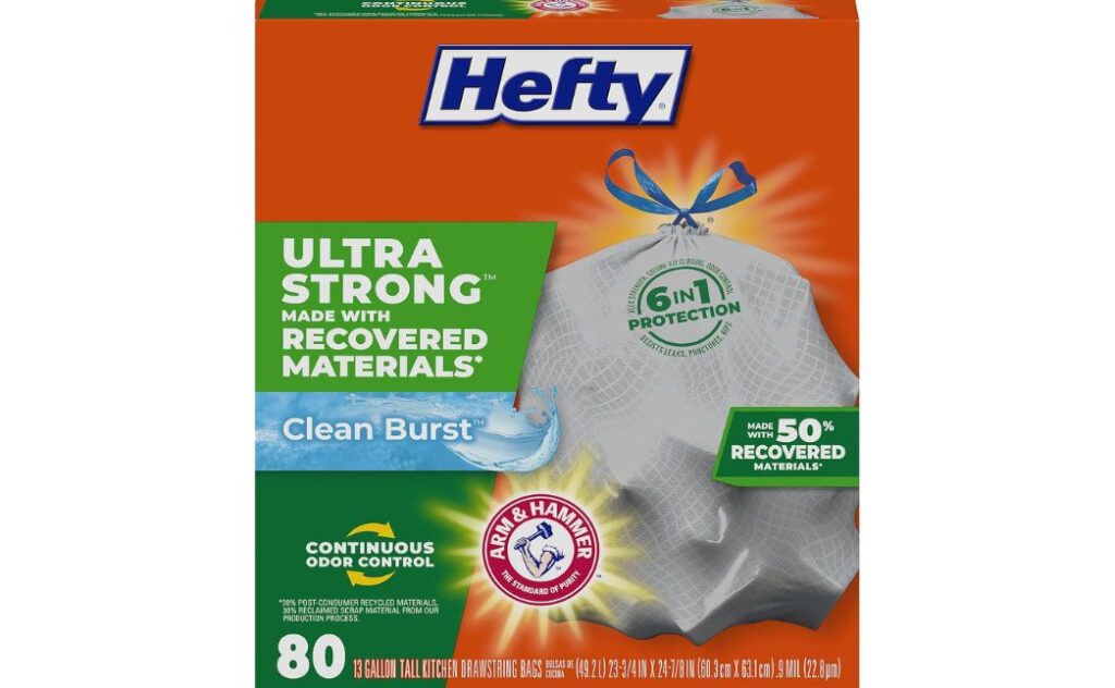 hefty clean burst trash bags